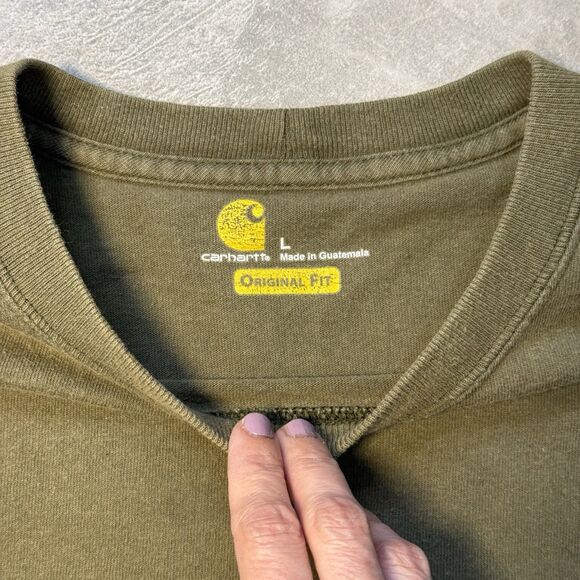 Carhartt Men’s L Pocket Tee Lot of 2 Workwear Logo T-Shirts Army Green Orange - Picture 7 of 12